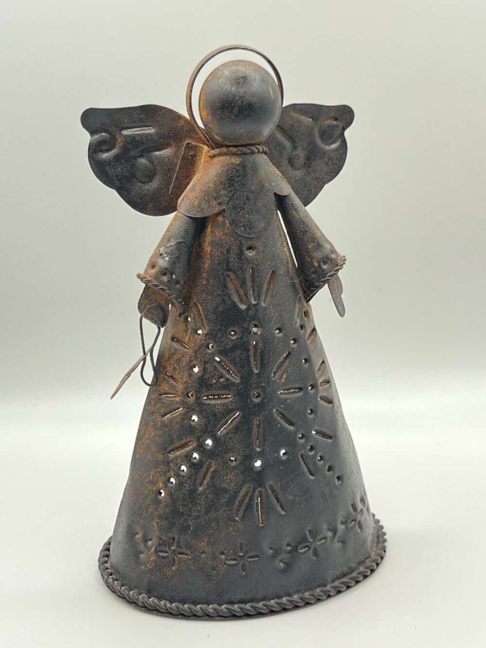 Rustic Punched Tin Angel Candle Luminary / Centerpiece